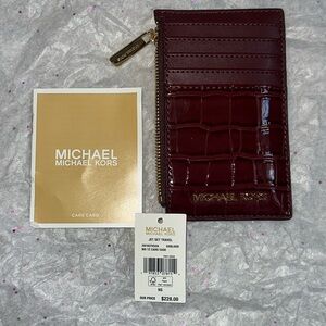 Michael Kors Jet Set Travel Croc-Embossed Card Holder